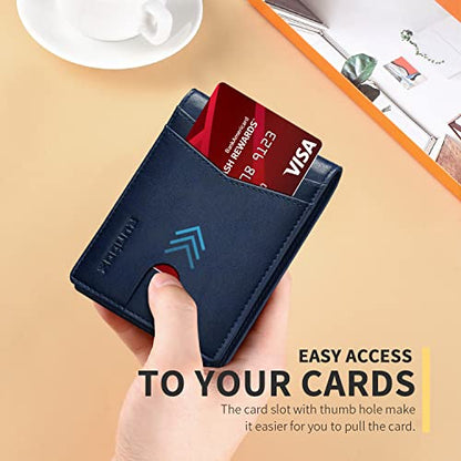 RUNBOX Wallet for Men -Slim Rfid Leather Mens Bifold Novelty Wallets 2 ID Window With Gift Box Men's Accessories - color: Classic blue-new