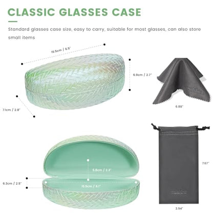 molshine Hard Shell Sunglasses Case, Classic Glasses Case for Sunglasses and Eyeglasses - color: Green