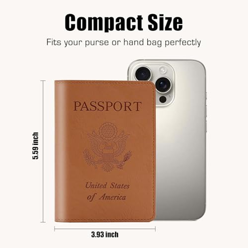 Cnycmy Passport Holder for Travel,Passport Cover Case with RFID - color: Simplicity-Brown