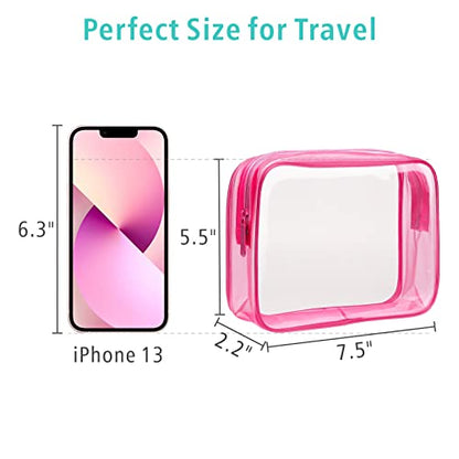 F-color TSA Approved Toiletry Bag - Clear Makeup Bag, 3 Pack, Rose Red - color: Rose Red, size: TSA Carry-on Series (3 Medium)