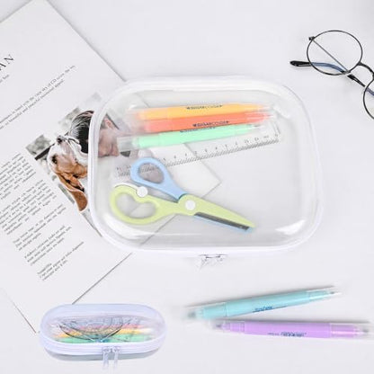 Clear Hard Shell Zipper Case,3PCS Transparent Clear Zipper Pouches,Hard Side Plastic Case Set,Portable Travel Storage Organizer Bins - color: 3PCS-S