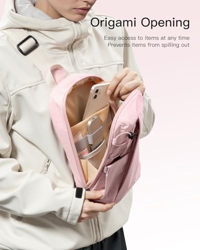 Inateck Sling Bag X-Row with RFID Blocking, Spacious Crossbody Shoulder Chest Everyday Carry Bag with Quick-adjust Strap, Water-resistant Sling Backpack for Men, Women, Travel, Cycling, Hiking, Pink - color: Pink