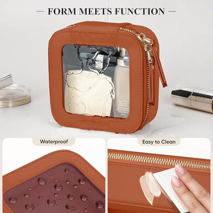 Small Clear Makeup Bag for Purse, Travel Cosmetic Case, Brown, Mini - color: Brown, size: Mini