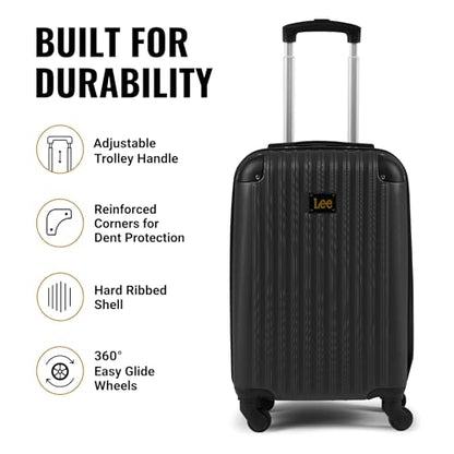 Lee Carry On Luggage with Wheels, 21" TSA Approved Hard Shell Suitcase - color: Black