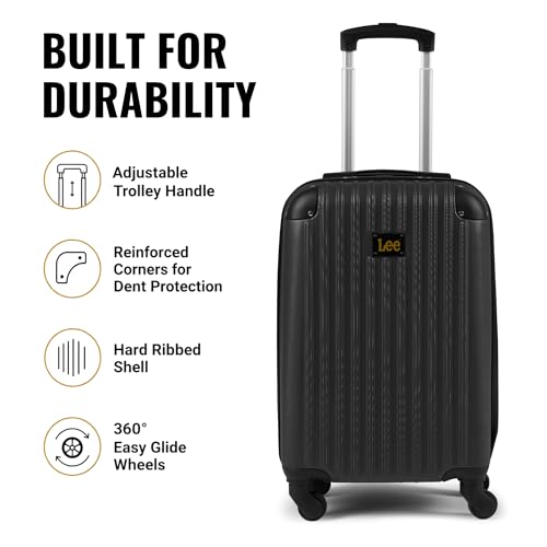 Lee Carry On Luggage with Wheels, 21" TSA Approved Hard Shell Suitcase - color: Black