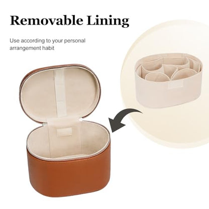 Cosmetic Case, Leather Makeup Bag, Portable Handheld Makeup Case, Detachable Compartments - color: pink, size: M(8*5.5*6in)