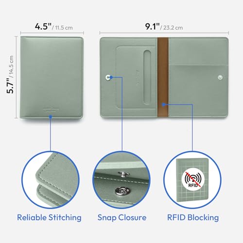 carrotez Premium RFID Blocking Leather Passport Cover – Mint Grey - color: Mint Grey