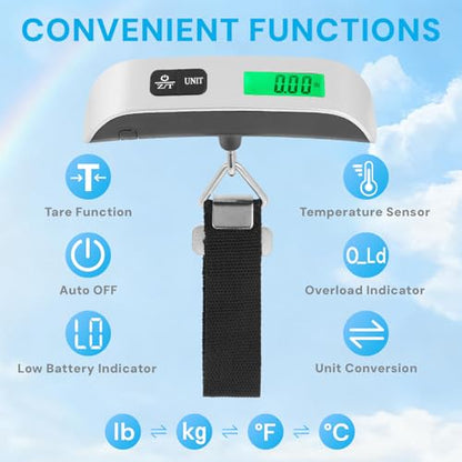 Luggage Scale, 110lb Luggage Weight Scale for Travel,Backlit LCD
