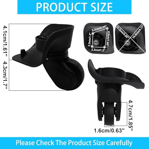 Luggage Wheels Replacement Kit, Suitcase Wheels Replacement with Screws, 360° Rotation Spinner Wheel, Mute Stable Swivel Wheel for Luggage Suitcase Trolley (Black, 2PCS) - style: D-2pcs