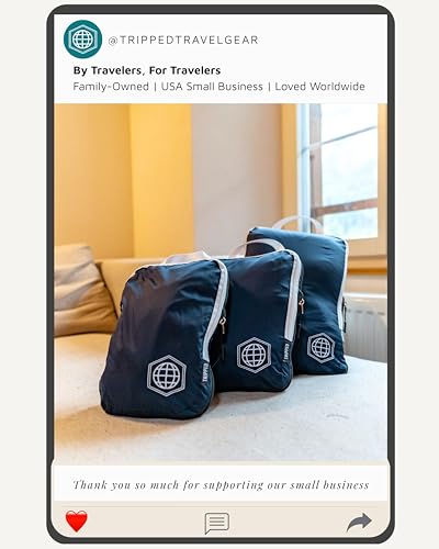 TRIPPED Travel Gear Compression Packing Cubes for Carry-On Travel 6-Pack - color: Nautical Navy (Navy Blue and White), size: 6 Piece