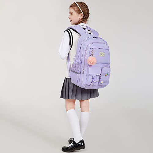 abshoo School Backpack for Girls Teen Elementary Middle High School Bookbag - color: Purple