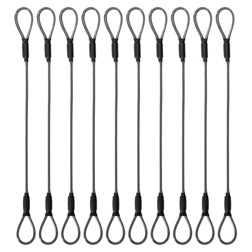 3.3mm Steel Wire Rope Outdoor Travel Security Cable Lock,Braided Steel Coated Safety Cable Luggage Lock,Safety Cable Wire Rope Chain Lock Double Loop Lightweight (Black, 12in/10Pcs) - color: Black, size: 12in/10Pcs