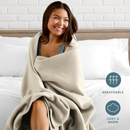 Bare Home Polar Fleece Blanket (King, Oyster) - color: 10 - Oyster, size: King