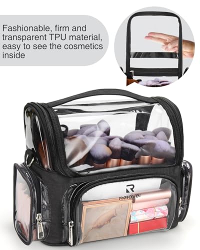 NAONAYA Makeup Brush Bag With 4 Mini Pouches Makeup Brush Holder - color: clear with 4 mini bags, size: S