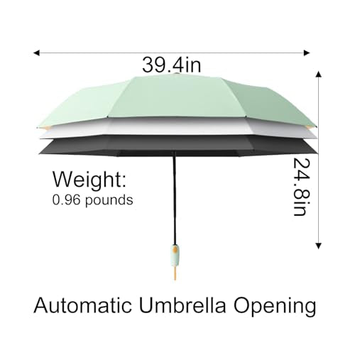 3‑Fold Automatic Open Umbrella, Windproof UV Protection Travel Parasol - color: vibrant green