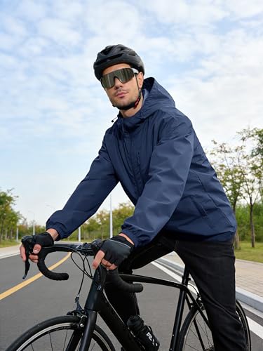 UIQUR Mens Cycling Jacket Waterproof Rain Jacket - color: Navy Blue, size: XX-Large