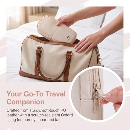 RSRSLEII Small Standing Makeup Bag, Wipe-Clean Brush Holder (01Beige) - color: 01Beige