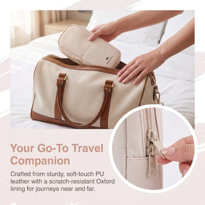 RSRSLEII Small Standing Makeup Bag, Wipe-Clean Brush Holder (01Beige) - color: 01Beige