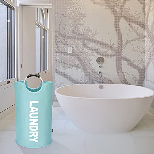 DOKEHOM 125L X-Large Laundry Basket Bag, Collapsible Hamper, Light Blue - color: Light Blue, size: 125L