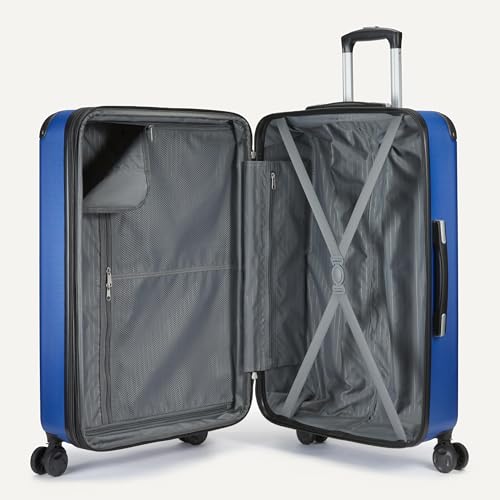 Amazon Basics 4-Piece Hardside Luggage Set with Multidirectional Spinner Wheels, 22" Carry-On, 28" Checked Suitcase, 15" Tote Bag and 10" Travel Case, Navy Blue - color: Navy Blue, size: 4-Piece Luggage Set