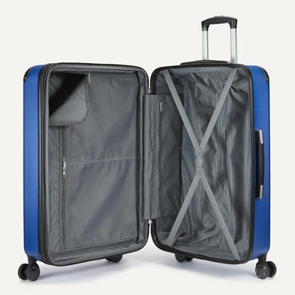 Amazon Basics 4-Piece Hardside Luggage Set with Multidirectional Spinner Wheels, 22" Carry-On, 28" Checked Suitcase, 15" Tote Bag and 10" Travel Case, Navy Blue - color: Navy Blue, size: 4-Piece Luggage Set