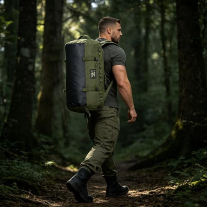 60L Duffle Bag for Travel Gym & Sports Duffel Bag Backpack for Men - color: Green