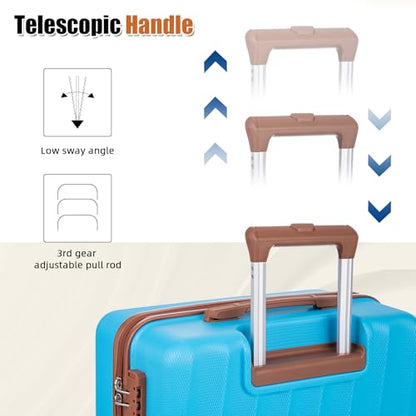 Eeeza Luggage Sets 6 Piece Suitcases (SkyBlue, 16"/20"/24"/28/DB/TB) - color: Sky Blue, size: 6 Piece Sets (16/20/24/28/DB/TB)