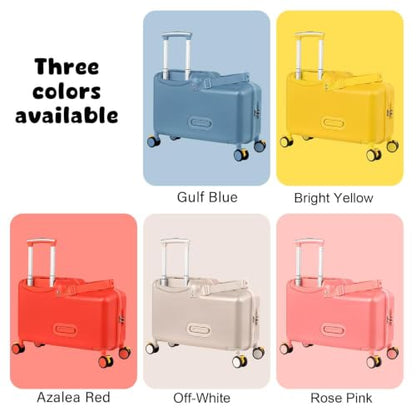 20in Rideable Suitcase with Wheels, Kids Suitcase Travel Carrier Cabin Case - color: Cuckoo red