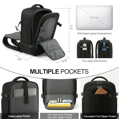 TILYMOL Carry On Travel Backpack, Flight-Approved 15.6 Laptop Backpack - color: Black