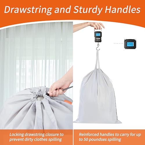 Polecasa 2 Pack Extra Heavy Duty Laundry Bag with Handles, Silver, 28x36" - color: Silver, size: 28" x 36" | 2 Pack