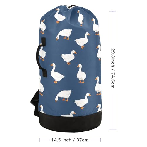 Ducks Navy Blue Laundry Bag Backpack Washable Large Enough Dirty Clothes Organizer for Vacation Road Trip Essentials Dorm - color: Ducks Navy Blue