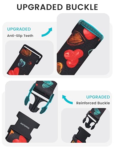 Travelkin Luggage Straps TSA Approved, Suitcase Straps with TSA Lock - color: Colorful Hearts