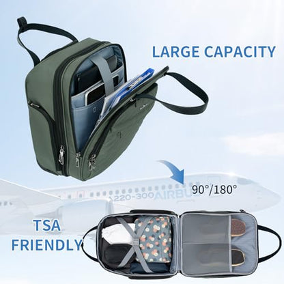VANKEAN 16" Underseat Rolling Suitcase Travel Business Lightweight - color: Army Green