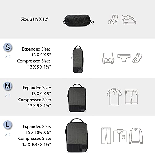 BAGSMART Compression Packing Cubes for Travel Essentials - color: Midnight Black, size: Set of 4