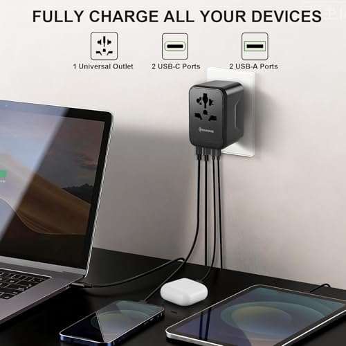 Realmade 45W GaN PD Travel Adapter 5-Port EU UK US AU Plug Black - color: Black, size: 45W