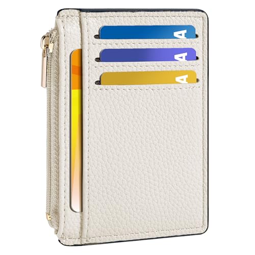 Tipmile Womens Credit Card Holder Wallet, Small Slim RFID Blocking Sleeve - color: Cream White