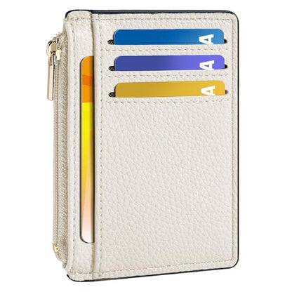 Tipmile Womens Credit Card Holder Wallet, Small Slim RFID Blocking Sleeve - color: Cream White