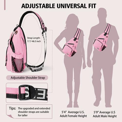 Geestock Convertible Sling Bag Crossbody Backpack for Women Men, Pink - color: Pink, size: Large