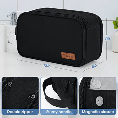Wedama Toiletry Bag for Men, Handheld Travel Bag, Waterproof Toiletries, Thickened Polyester Dopp Kit, Toiletries Business Trips and Camping, Black - color: Black, size: Large