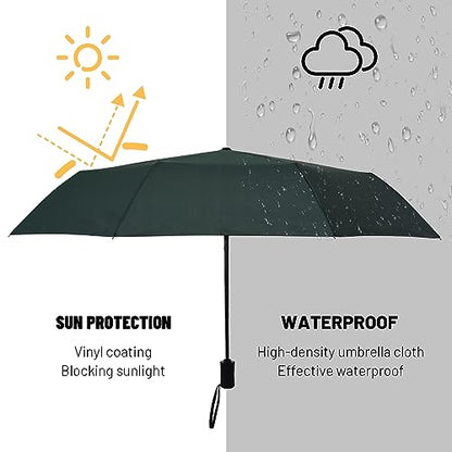 SY COMPACT Travel Umbrella - Windproof Automatic Compact Umbrellas for Rain - color: Dark green