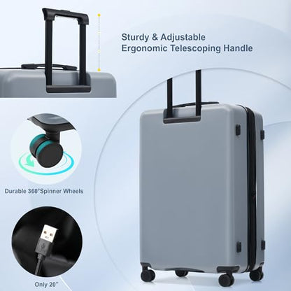 Merax 5 Piece Luggage Set,Front Opening Hardside Suitcase Set.Blue - color: Blue, size: 5 Piece(20/24/28/DB/TB)