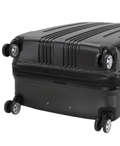 Rockland London Hardside Expandable Spinner Wheel Luggage, Checked Large 28", Black - color: Black, size: Checked 28"