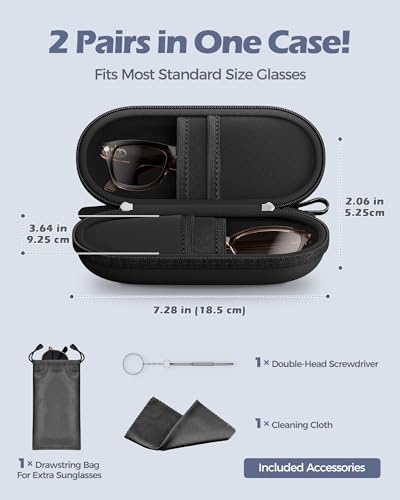 ProCase Hard Double Sunglasses Glasses Case for Men Women -Black - color: Black