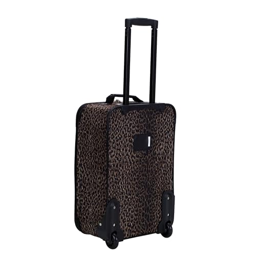 Rockland Fashion Softside Upright Luggage Set, Leopard, 2-Piece (14/19) - color: Leopard, size: 2 Piece (19"/14" Tote)