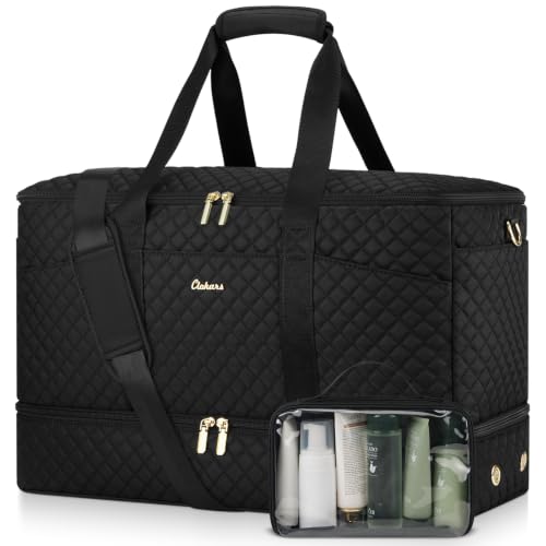 Overnight Bags for Women Travel Duffel: Weekender Bag with Shoe Compartment - color: 01-Black