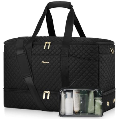 Overnight Bags for Women Travel Duffel: Weekender Bag with Shoe Compartment - color: 01-Black