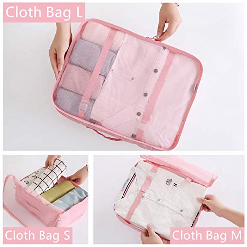 Luggage Packing Organizers Packing Cubes Set for Travel (pink 6pc) - color: pink 6pc