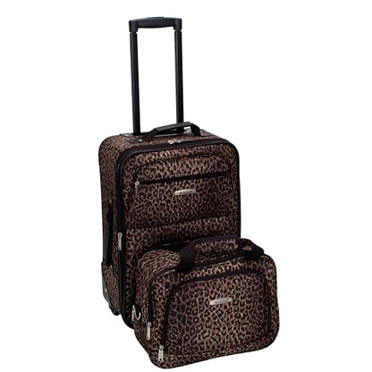 Rockland Fashion Softside Upright Luggage Set, Leopard, 2-Piece (14/19) - color: Leopard, size: 2 Piece (19"/14" Tote)