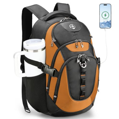 Swissdigital Design Laptop Backpack for Men with USB Charging Port SD803-66 - color: Orange/Black