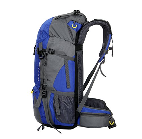 WoneNice 50L(45+5) Waterproof Hiking Backpack Outdoor Daypack w/Rain Cover - color: Sapphire Blue